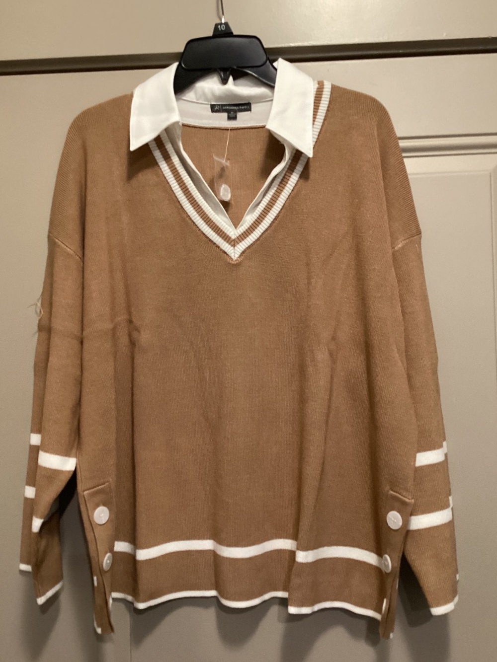 Adrianna Papell V-Neck Twofer Sweater Top, size 2X